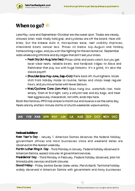 example page 3 from our offline Travel Guide for American Samoa
